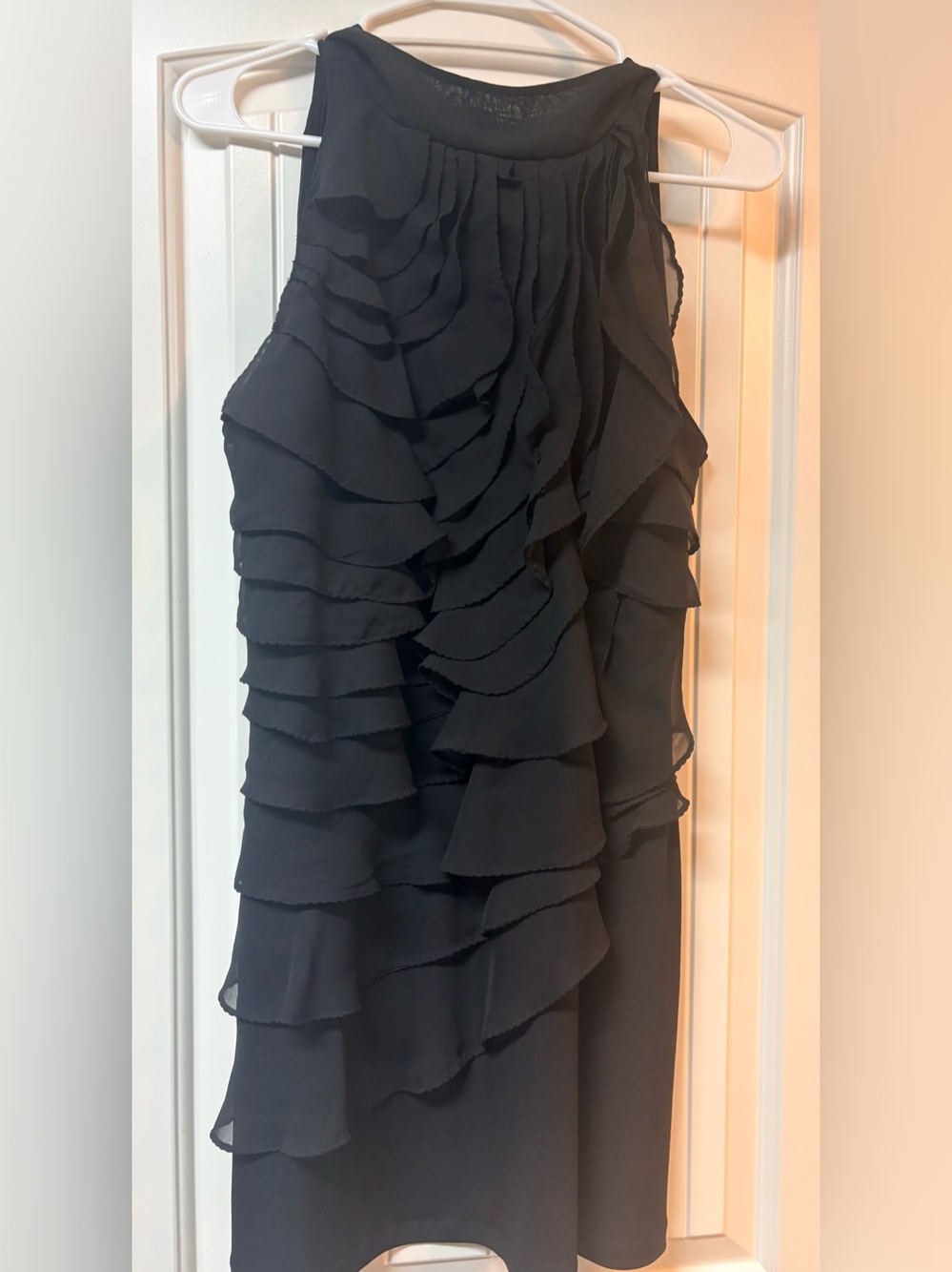 White House Black Market Black Ruffle Mini Dress